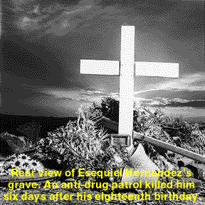 Rear view of Esequiel Hernandez's grave